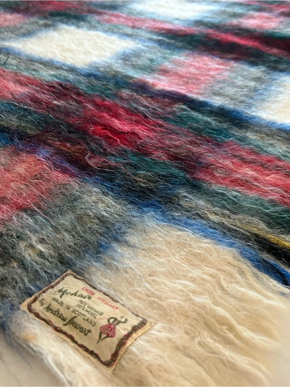 Vintage Andrew Stewart Scotland 70% Mohair Wool Dress Stewart Tartan Blanket
